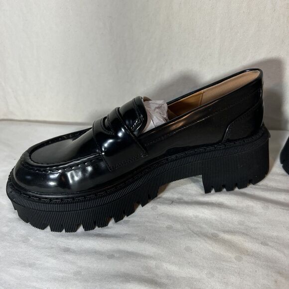 Chunky Retro Loafers Women 5.5 Black - Picture 3 of 12